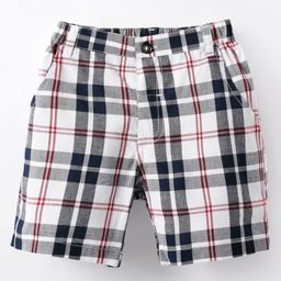 Simply Premium Cotton Woven Knee Length Checkered Shorts - Navy Blue-picture-18