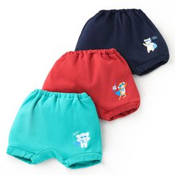Simply Sinker Knit Briefs With Animal Print Pack Of 3 - Red Light Blue & Blue-picture-15