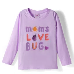 Tango Single Jersey Knit Full Sleeves T-Shirt with Mom Love Bug Text Print - Mauve-picture-25