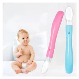 Baby Miniature Premium Safe Feed Silicone Feeding with Ultra-Soft | BPA Free Self Feeding Utensil | Baby Weaning Spoon for Kids 4 Months+ (Set of 2, Multicolor)-picture-5