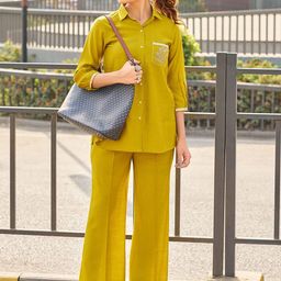 CORSICA Self Design Shirt & Trousers Co-Ord Set-image-98