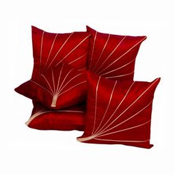 JDX Red & Beige 5 Pieces Self Design Square Cushion Covers-8