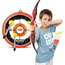 Planet of Toys Big Size Plastic Archery Bow and Arrow Set with Quiver and 3 Suction Arrows and Target -Red image 4