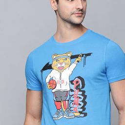 PUMA Hoops Men Sky Blue Printed Casual T-shirt-image-18
