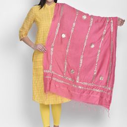 Dupatta Bazaar Pink & Gold-Coloured Embroidered Dupatta image 5