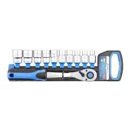 Hogert Technik 12.7 mm (1/2 Inch) 4-13 mm Socket with Ratchet Handle (Set of 11 Pcs), HT1R332 image 2