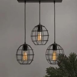 Homesake 3-Lights Linear Cluster Black Metal Sphere Pendant Light - Set of 1 (Bulb not included)-5