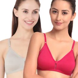 Floret Multicolor Non Wired Non Padded T-Shirt Bra (Pack Of 2)-image-65