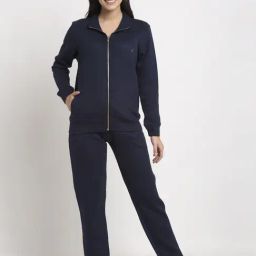 Kanvin Navy Regular Fit Jacket Pyjama Set-image-9