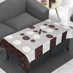 LooMantha Brown and White Floral Anti-Skid Cotton 4-Seater Table Cover-13