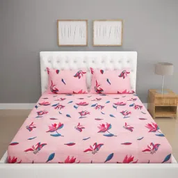 Romee Polka Dot Off White 144 TC Cotton Queen Sized Bed Sheet with 2 Pillow Covers-image-63