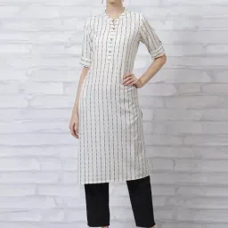 Rangriti Off-White Striped Straight Kurta-19