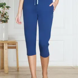 Van Heusen Blue Cotton Printed Capris-image-75