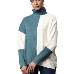 Global Republic Teal Blue & Off-White Regular Fit Pullover-picture-22
