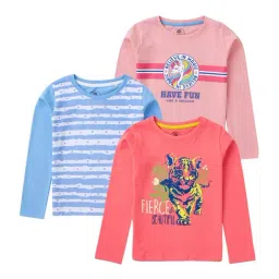 Cub McPaws Kids Multicolor Cotton Printed Full Sleeves T-Shirt (Pack of 3)-image-75
