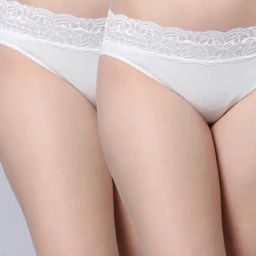 Gracit Cream Cotton Lace Work Panties - Pack Of 2-image-49