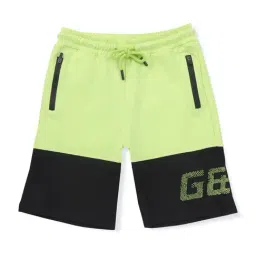 Gini & Jony Kids Green & Black Cotton Color Block Bermuda-picture-35