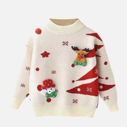 Little Surprise Box Kids White Applique Full Sleeves Sweater-image-83