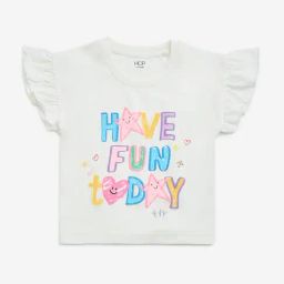 HOP Kids by Westside White Text Printed Cotton T-Shirt-image-60