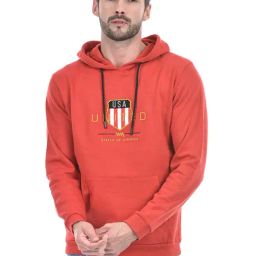 Lawman Red Cotton Regular Fit Printed Hooded Sweatshirts-22