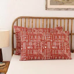 House This Gamathi Rust Cotton 144 TC Pillows - Set of 2-picture-40