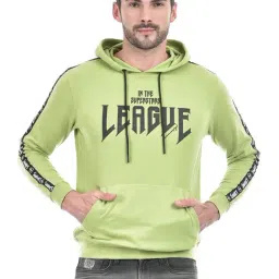 Lawman Green Cotton Regular Fit Printed Hooded Sweatshirts-image-91