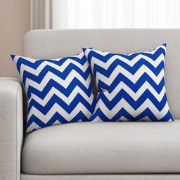 SEJ by Nisha Gupta Blue & White Set of 2 16'' x 16'' Square Cushion Covers-14