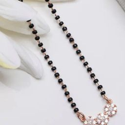 Zavya Enchanted Bloom Cubic Zirconia Rose Gold Plated Adjustable Women's Mangalsutra-image-60