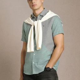 Louis Philippe Multicoloured Cotton Slim Fit Striped Shirt-picture-42