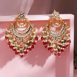 Rubans Multicolor Pearl & Bead Accents Chand Bali Earring-picture-32