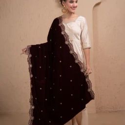 Sew & You Women Maroon Embroidered Dupatta-image-77