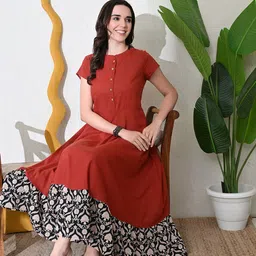 DECKEDUP Women Floral Printed Button Closure Fit & Flare Maxi Dress-image-46