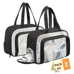 Kuber Industries Set Of 2 Black Makeup Organizer Pouch With Zip & Handle-20