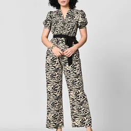 BAESD Shawl Neck Printed Basic Jumpsuit-picture-41