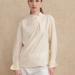 RAREISM Beige Cotton Blend Solid Long Sleeves Shirt-image-67