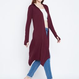 Hypernation Maroon Solid Open Front Shrug image 5