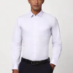 Peter England Lilac Cotton Slim Fit Shirt-picture-30