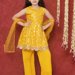 Aj Dezines Kids Yellow Printed Suitsets-picture-42