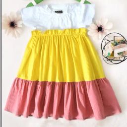 Bella Moda Kids Multicolor Color Block Dress-picture-21