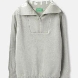 United Colors of Benetton Boys Grey Cotton Solid Sweater-picture-26