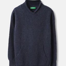 United Colors of Benetton Boys Blue Cotton Wool Blend Textured Sweater-image-107