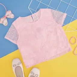 Pantaloons Junior Candy Pink Embroidered Top-picture-6