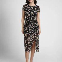Forever 21 Black Floral Print Midi Dress-image-95
