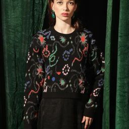 RAREISM Black Viscose Blend Printed Long Sleeves Sweater-picture-29