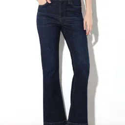 Only Dark Blue Cotton Flaired Fit Jeans-image-31