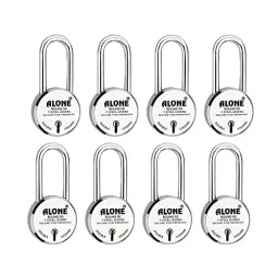 ALONE LOCKS Round 50 mm Alloy Steel Chrome 4 Keys Each Double Locking Padlock (Pack of 8)-11