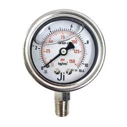 Japsin Instrumentation Glycerin Filled Economical Pressure Gauge 0 to 10.6 Kg/cm² Range 50 mm (2 inch) Dial Size, JIPL-EPG-50MM-B3-15