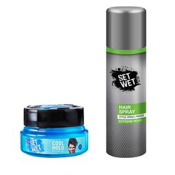 Set Wet Men Set of Extreme Hold Hair Spray & Cool Hold Styling Gel-48