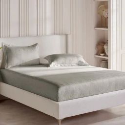 DDECOR Live beautiful Grey Cotton Geometric 300 TC Double Flat Bedsheet with 2 Pillow Covers-image-28