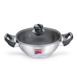 Prestige Platina Non-stick Silver Stainless Steel Kadai with Glass Lid (3.8 L)-image-9